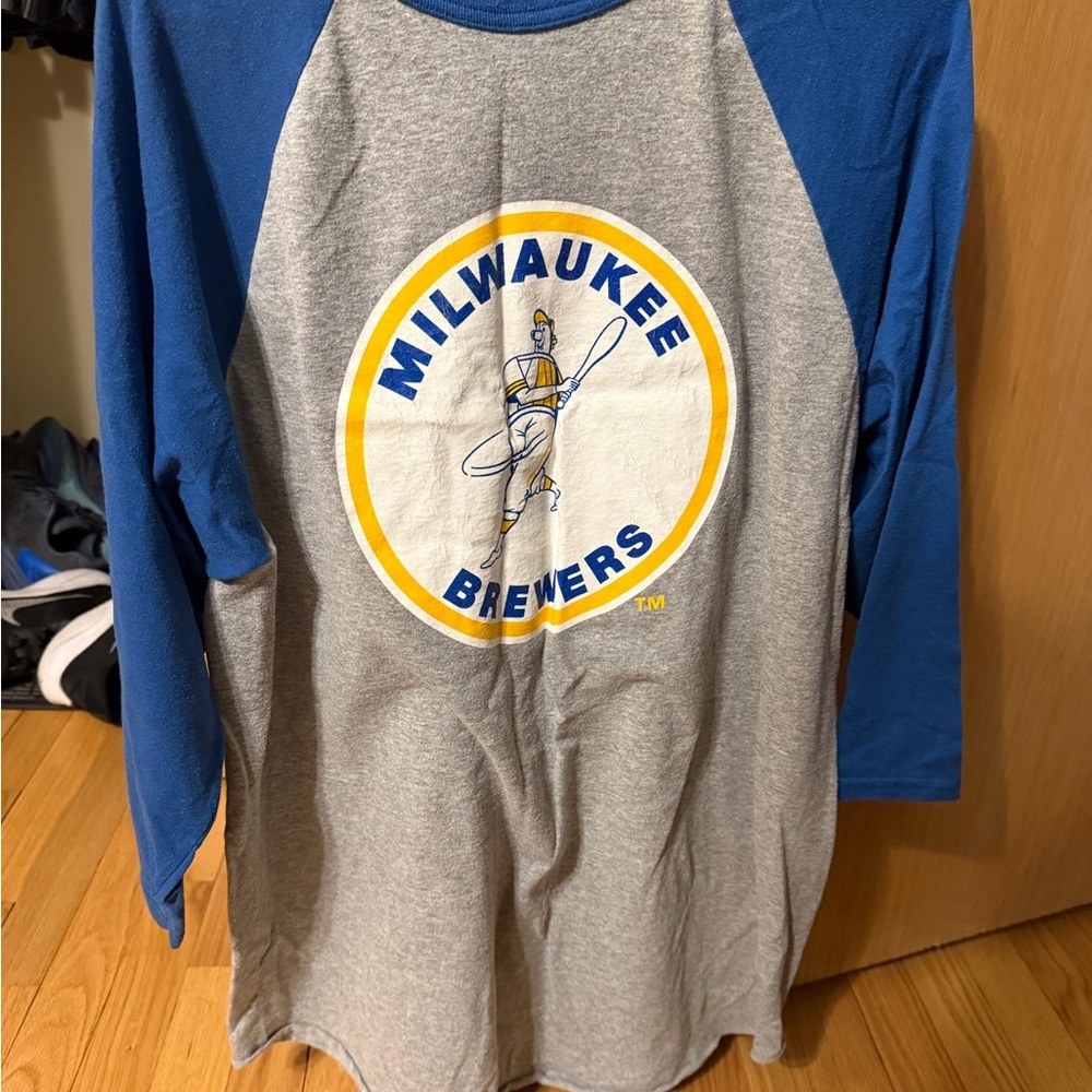 Brewers Blue and Gray Raglan Shirt